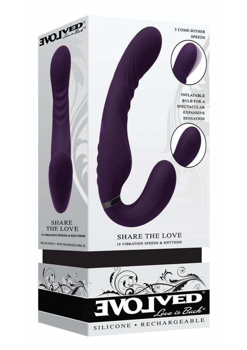 EVOLVED SHARE THE LOVE RECHARGEABLE SILICONE STRAP-ON PURPLE