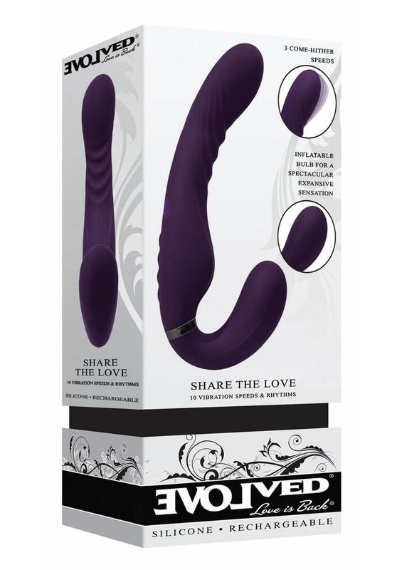 EVOLVED SHARE THE LOVE RECHARGEABLE SILICONE STRAP-ON PURPLE