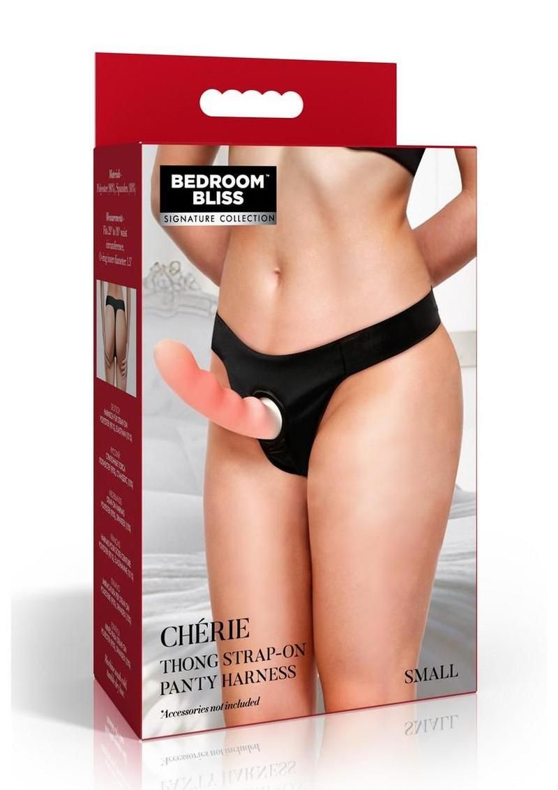 BEDROOM BLISS CHERIE THONG STRAP-ON PANTY HARNESS, Size: SMALL