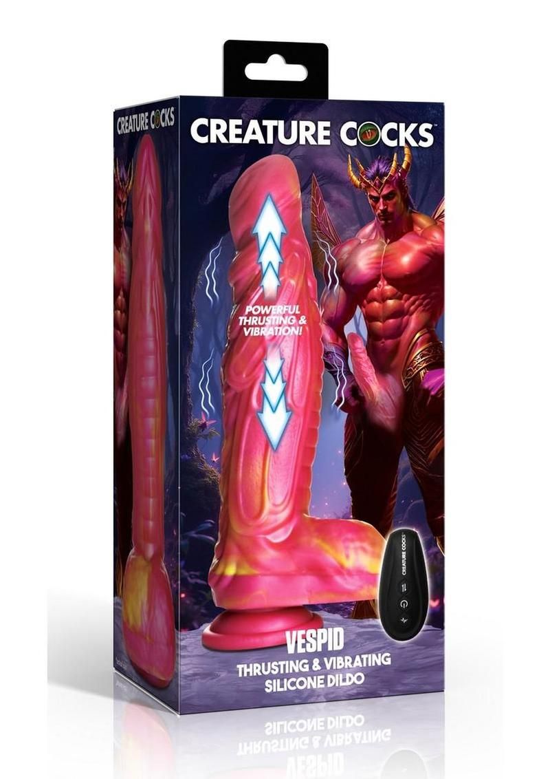 CREATURE COCKS VESPID THRUSTING & VIBRATING SILICONE DILDO WITH REMOTE PINK/ORANGE CREATURE COCKS VESPID THRUSTING & VIBRATING SILICONE DILDO WITH REMOTE PINK/ORANGE