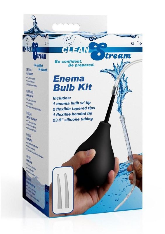CLEAN STREAM SILICONE ENEMA BULB KIT BLACK/CLEAR
