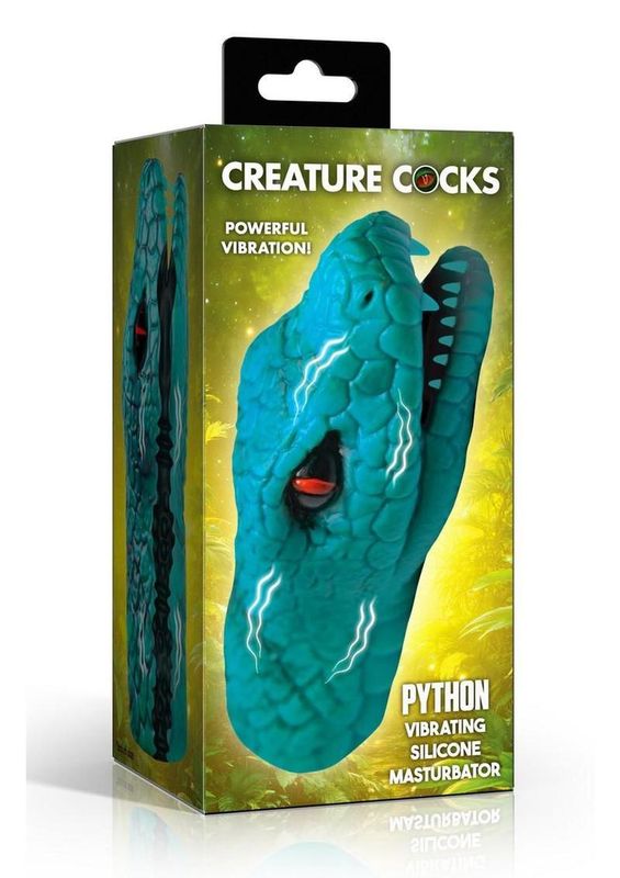 CREATURE COCK PYTHON VIBRATING SILICONE MASTURBATOR GREEN/BLACK