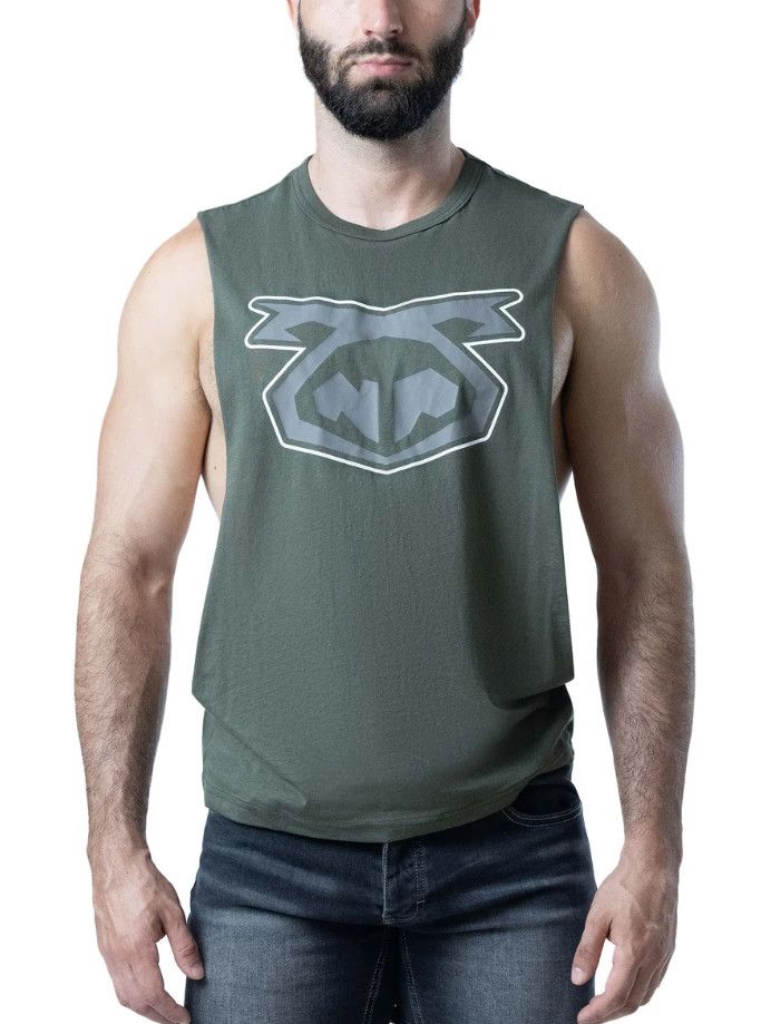 NASTY PIG BRANDMARK SHREDDER TANK TOP 3.0 ARMY GREEN/SHARK GREY/WHITE NASTY PIG BRANDMARK SHREDDER TANK TOP 3.0 ARMY GREEN/SHARK GREY/WHITE, Size: SMALL
