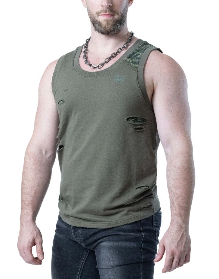NASTY PIG SHRED TANK TOP OLIVE GREEN NASTY PIG SHRED TANK TOP OLIVE GREEN, Size: SMALL