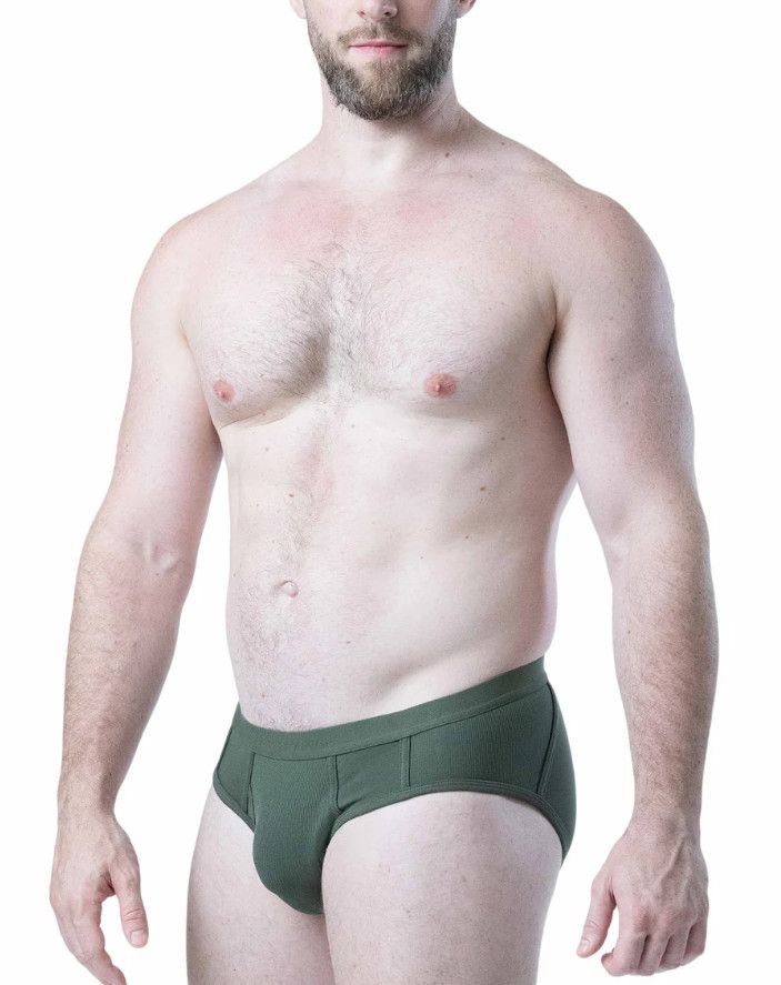 NASTY PIG SHRED Y-FRONT BRIEF ARMY GREEN, Size: SMALL