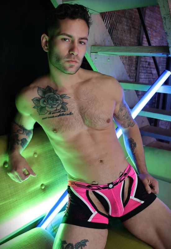 BREEDWELL GAGGED CHAP THONG NEON PINK