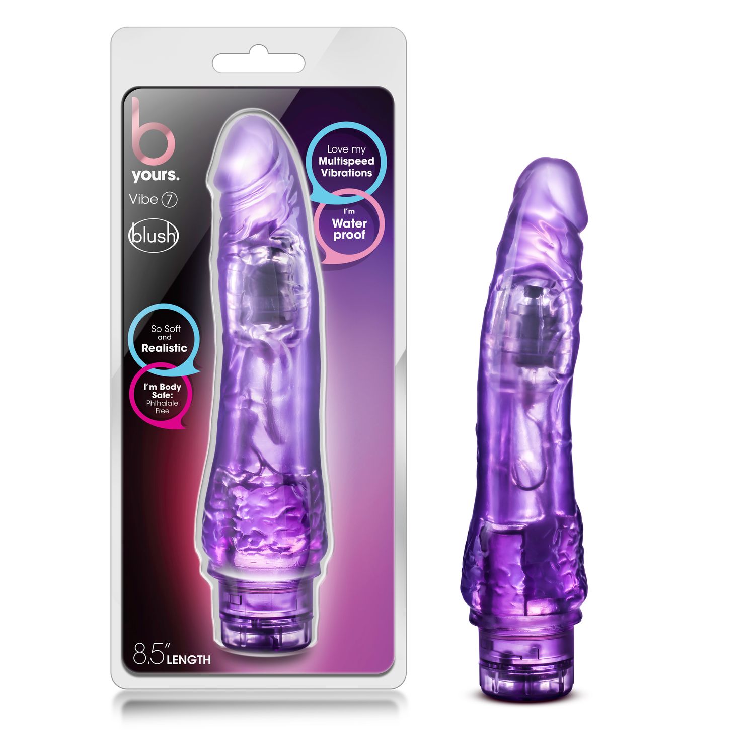 B YOURS VIBE 7 8.5 INCH B YOURS VIBE 7 8.5 INCH, Color: PURPLE