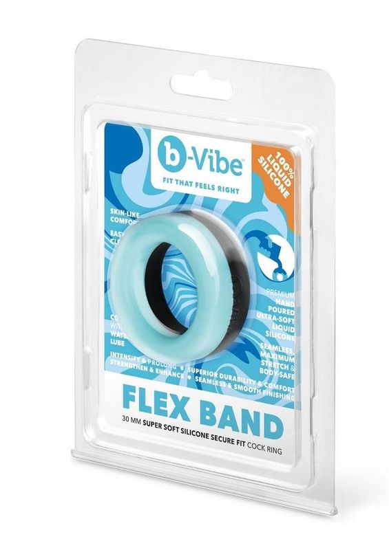 B-VIBE FLEX BAND 30mm SILICONE COCK RING BLUE/BLACK
