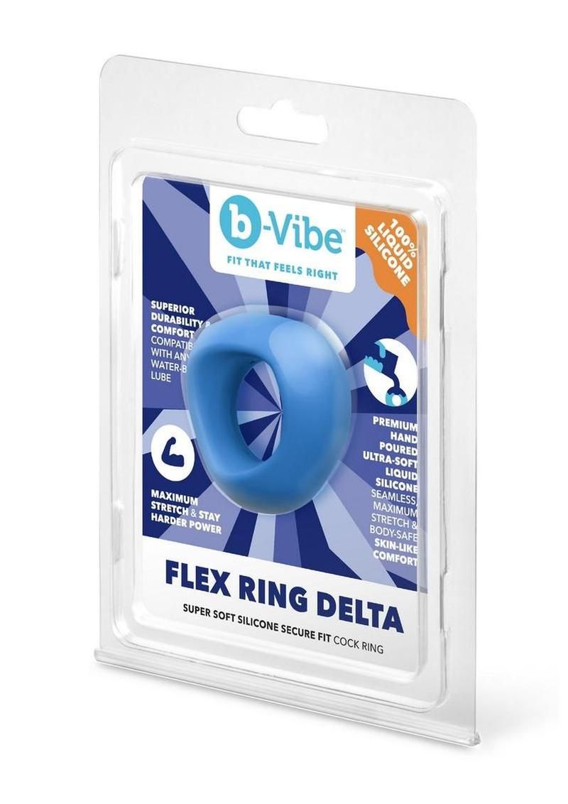 B-VIBE FLEX RING DELTA SILICONE COCK RING BLUE