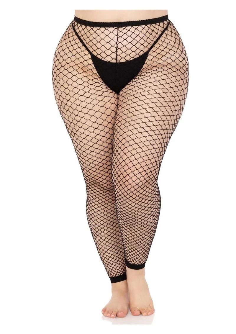 LEG AVENUE INDUSTRIAL NET FOOTLESS TIGHTS BLACK 1X-2X LEG AVENUE INDUSTRIAL NET FOOTLESS TIGHTS BLACK 1X-2X