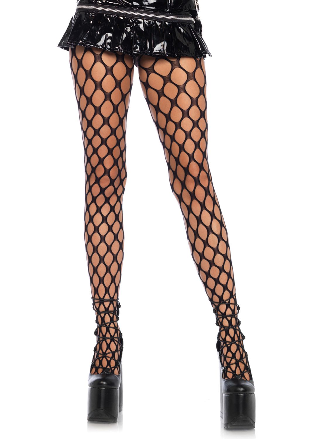 LEG AVENUE JUMBO POTHOLE NET TIGHTS One Size LEG AVENUE JUMBO POTHOLE NET TIGHTS One Size, Color: BLACK