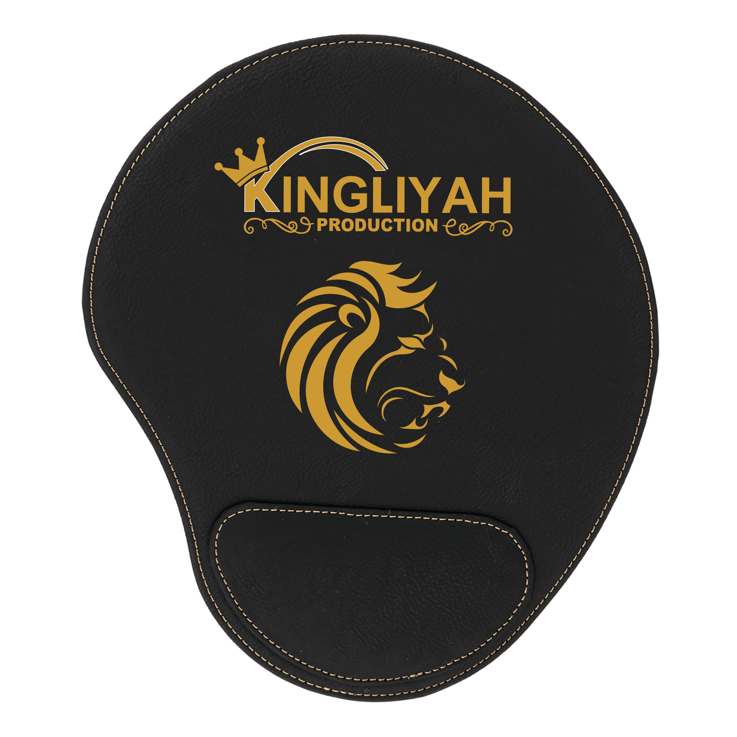 9&quot; x 10 1/4&quot; Black/Gold Laserable Leatherette Mouse Pad