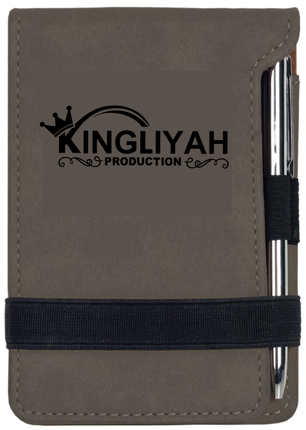 3 1/4&quot; x 4 3/4&quot; Gray Laserable Leatherette Mini Notepad with Pen