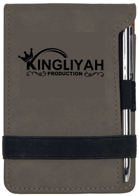 3 1/4&quot; x 4 3/4&quot; Gray Laserable Leatherette Mini Notepad with Pen