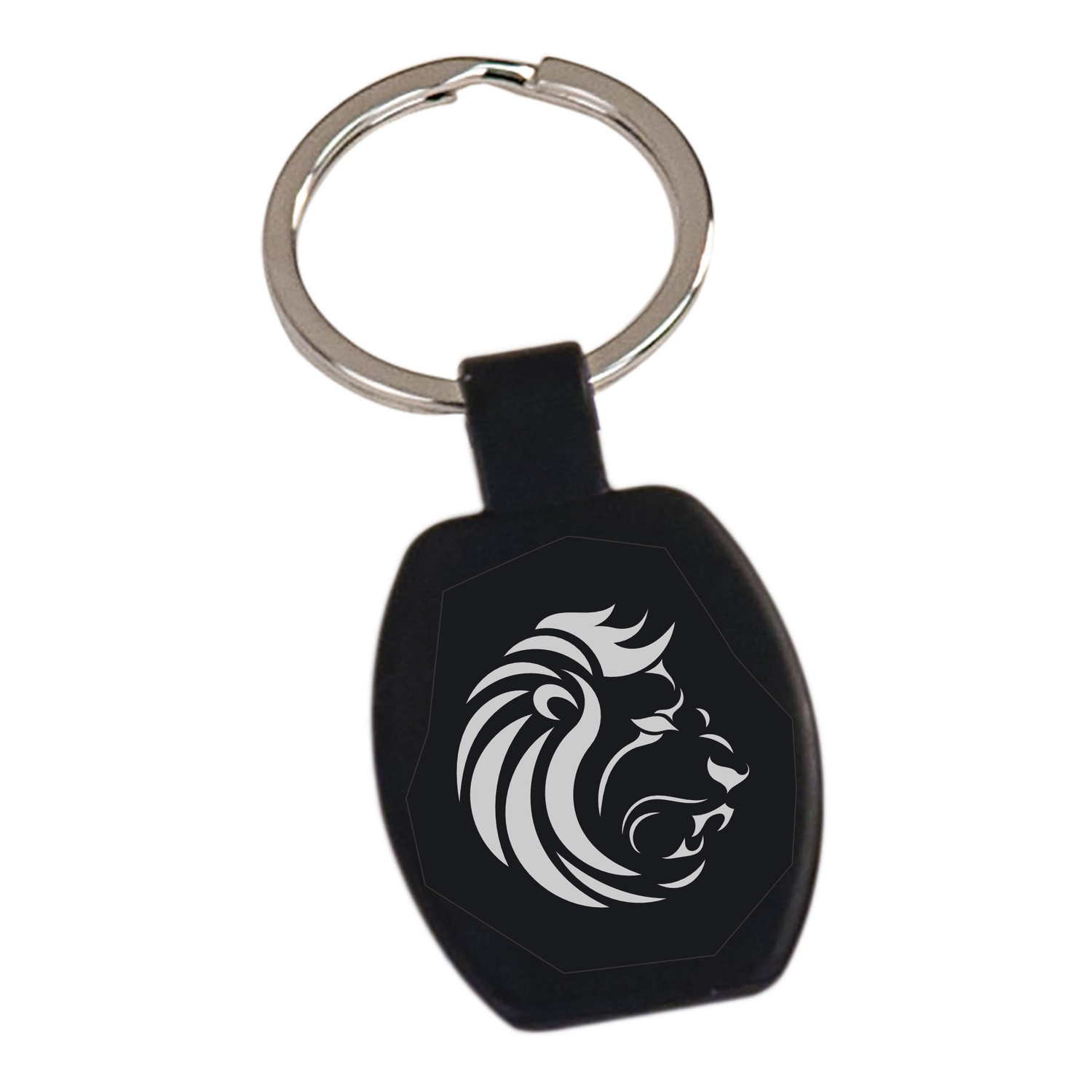 1 5/8&quot; Black Laserable Rectangle Keychain