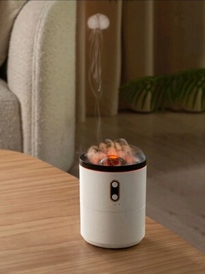 1pc Volcano Flame Aroma, Essential Oil Diffuser, USB Air Humidifier with Color LED Night Light Lamp