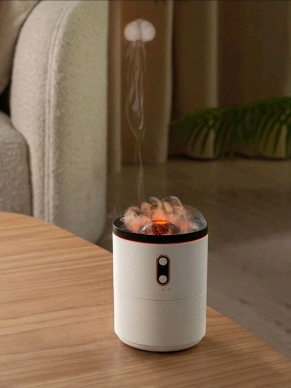 1pc Volcano Flame Aroma, Essential Oil Diffuser, USB Air Humidifier with Color LED Night Light Lamp