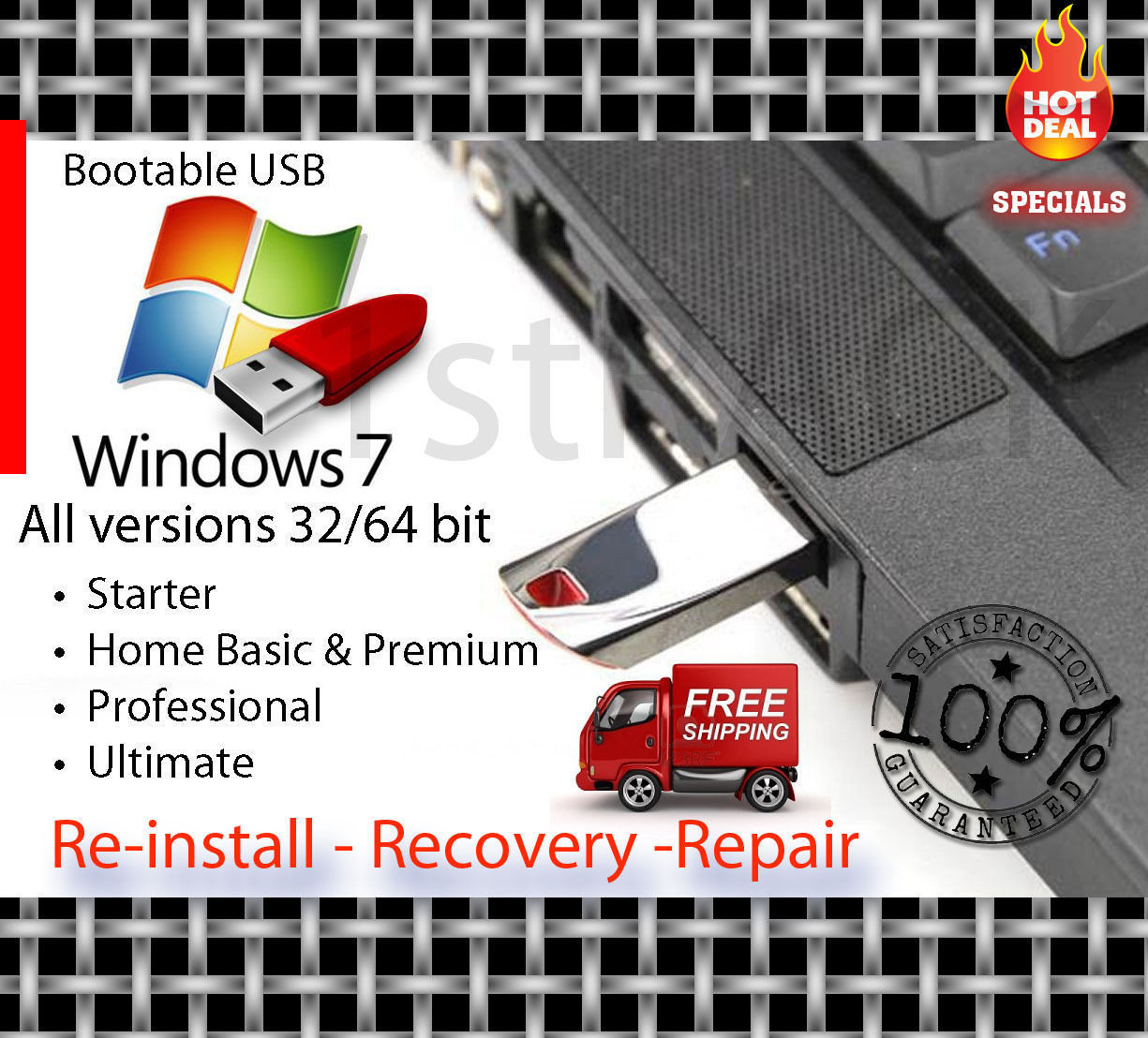 SanDisk Bootable USB Flash Drive Windows 7 32/64 bit SP1 Profesional