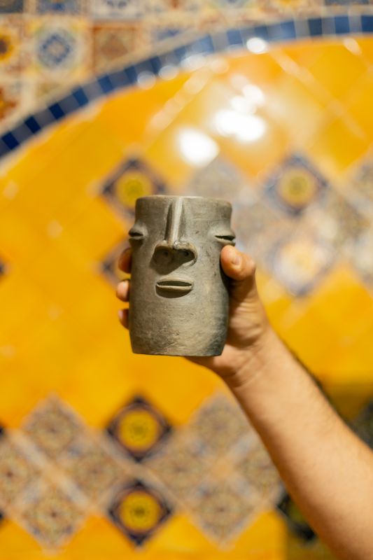 Rostro Ancestral – Clay Tumbler with Face from Atzompa