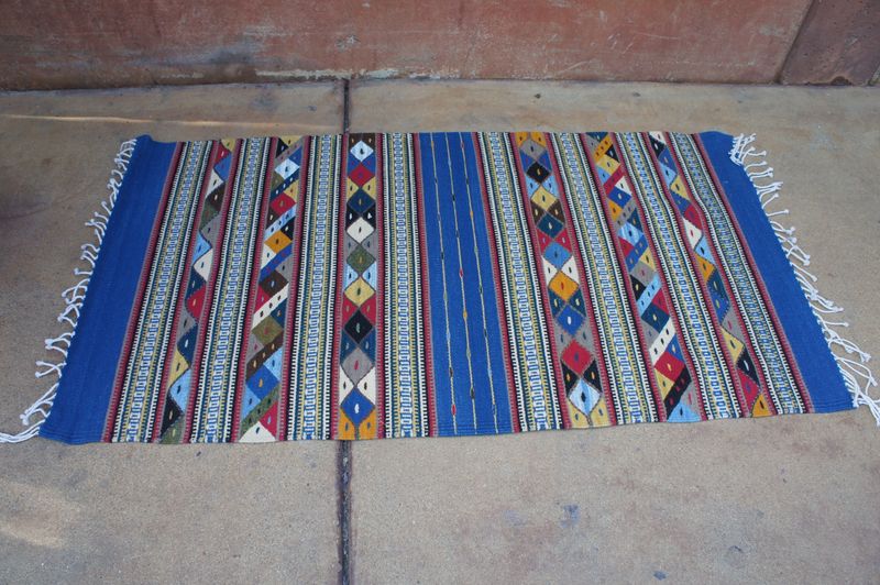 Diamantes Azules Accent Rug  | Organic Natural Dyes | Zapotec rug