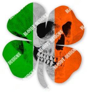 Irish Skull Four Leaf Clover Decal