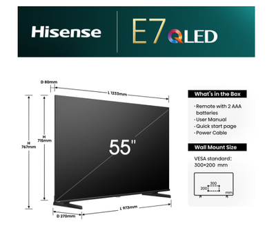 Hisense 55" E7N 4K UHD Smart QLED TV with Quantum Dot &amp; Dolby Vision