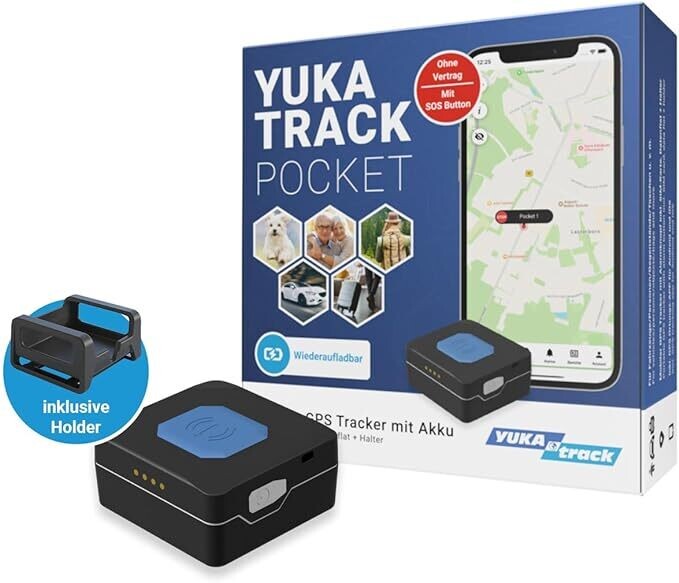 YUKAtrack Pocket GPS Tracker mit Akku - SOS Funktion - Personen, Senioren, Kinder, Tiere - SIM+Datenflat inkl. Europaweite LIVE Ortung