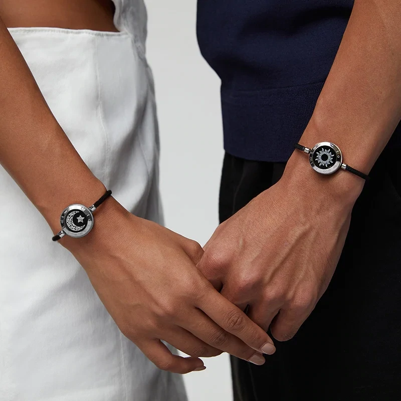 Sun&amp;Moon Touch Bracelets with Milan Rope(Black+Black)
