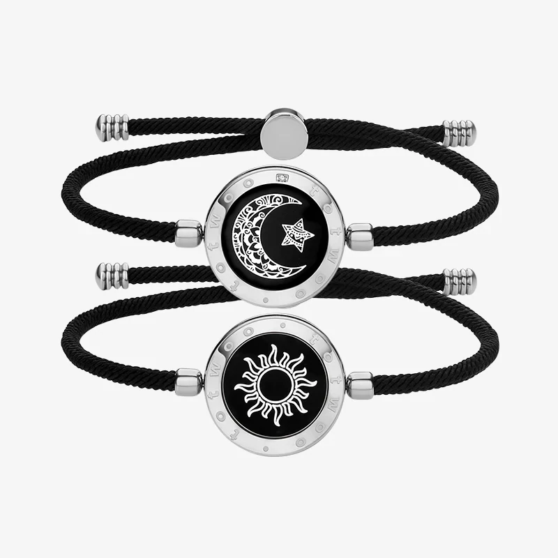 Sun&amp;Moon Touch Bracelets with Milan Rope(Black+Black)