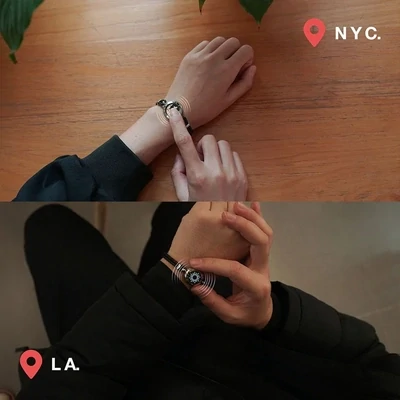 Sun&amp;Moon Touch Bracelets with Braided Leather Rope(Black+Black)