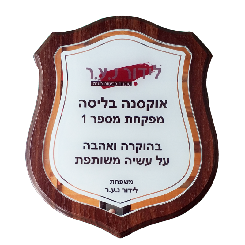 מגן עץ חום צורה אמריקאית עם זכוכית