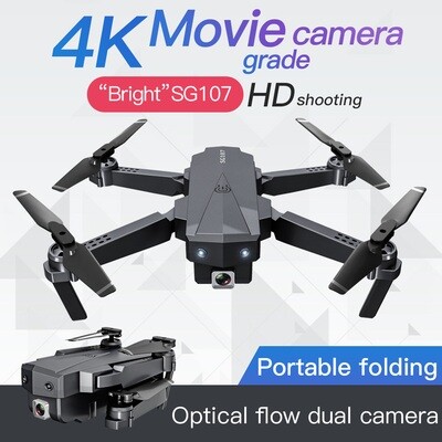 Mini Drone Plegable con Cámara 4K HD, Posicionamiento por Flujo Óptico, Control Remoto Quadcopter con App, Modo Sin Cabeza, para Adultos y Niños, Juguete Negro con 3 Baterías