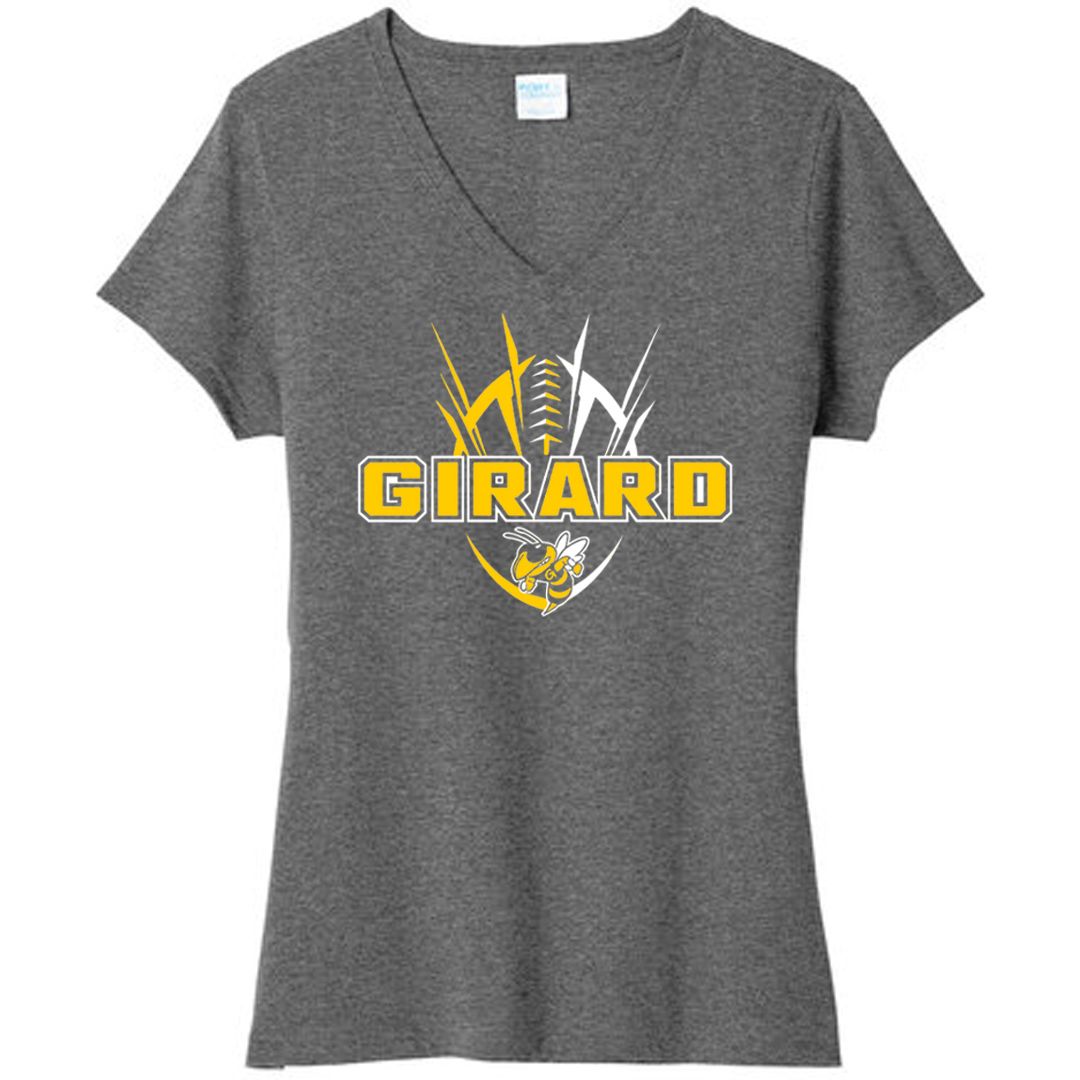Girard Football - Ladies Tri-Blend V-Neck