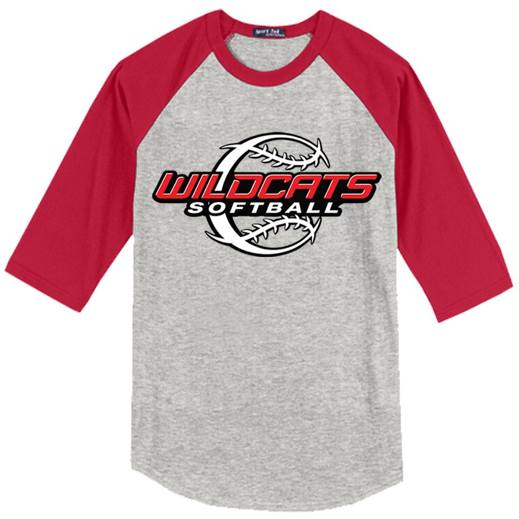 Wildcats Softball Raglan 3/4 Sleeve Tee