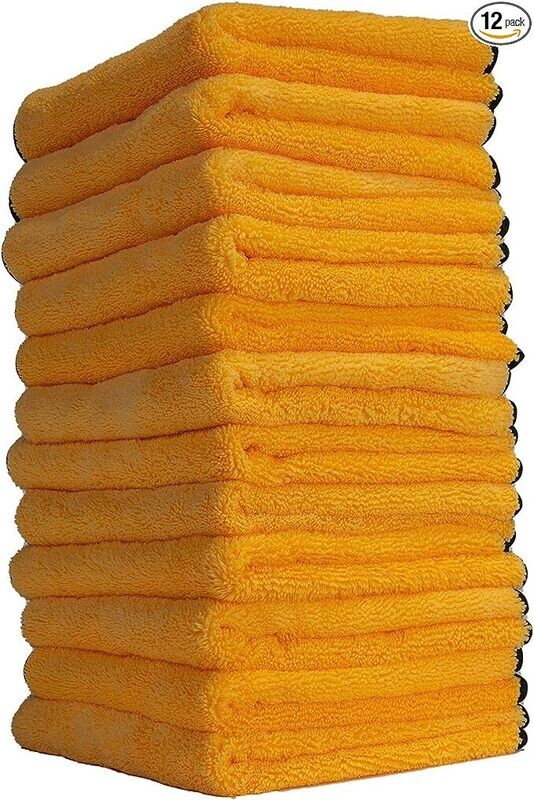 Chemical Guys MIC_506_12 Professional Grade Premium Microfiber Towels, Gold (16 Inch x 16 Inch) (Pack of 12) - Safe for Car Wash, Home Cleaning &amp; Pet Drying Cloths