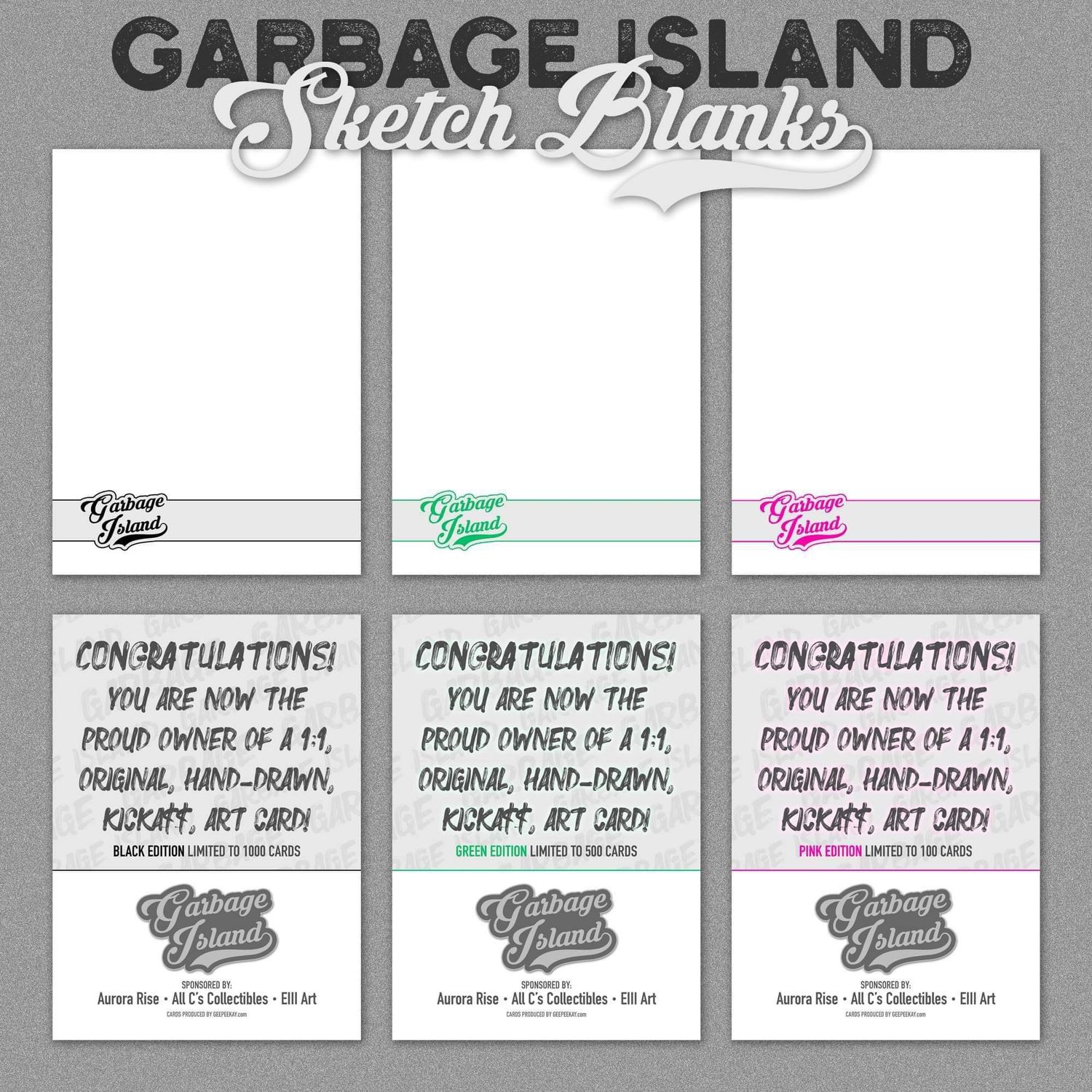 Green Garbage Island Sketch Card Blank. Limited to 500. (Pack of 20)