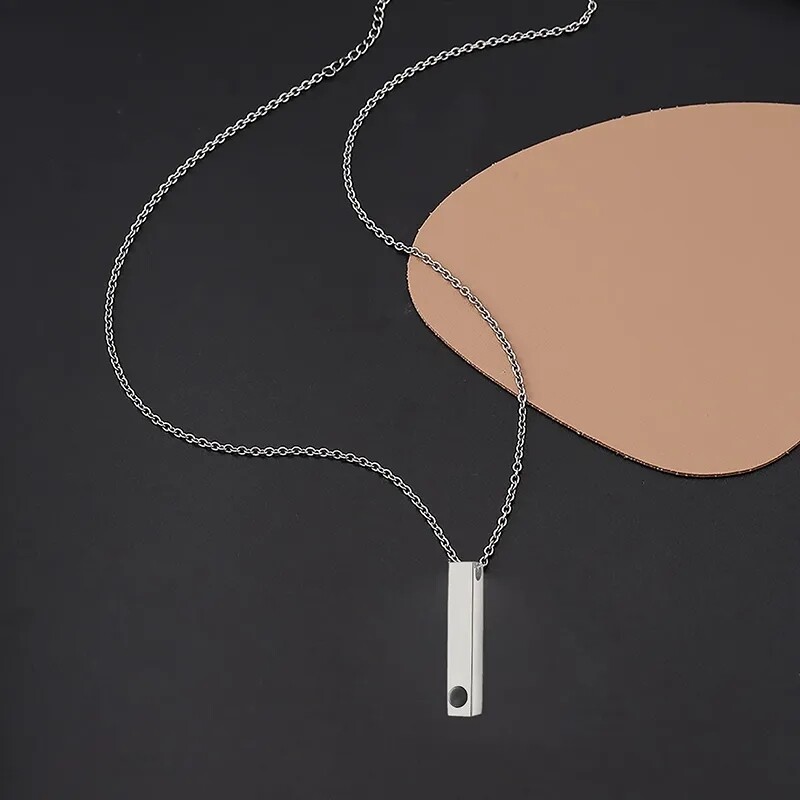Custom projection necklace, &quot;I love you&quot; in 100 languages, stainless steel.