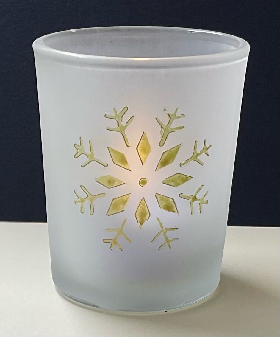 Decorated Frosted Tealight Holder