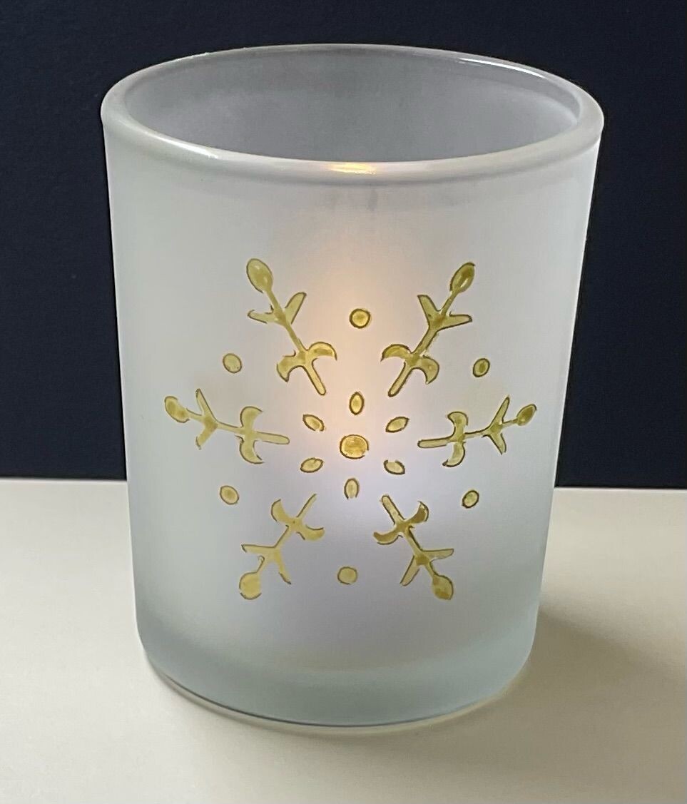 Decorated Frosted Tealight Holder