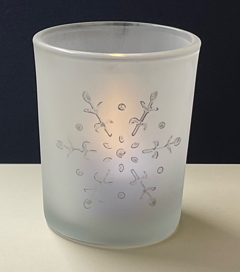 Decorated Frosted Tealight Holder