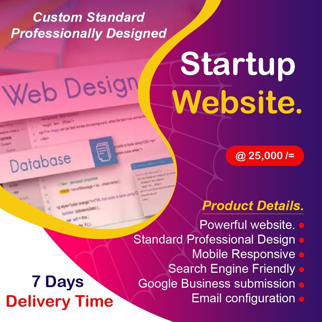 Custom Standard Professional  Design Startup Website.