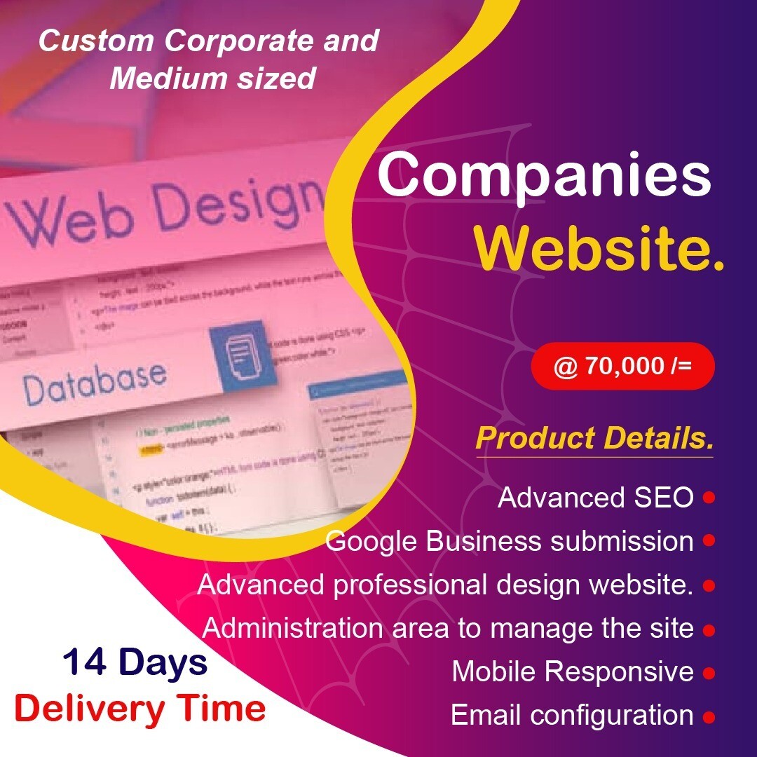 Custom Corporate and Medium sized companies Website.