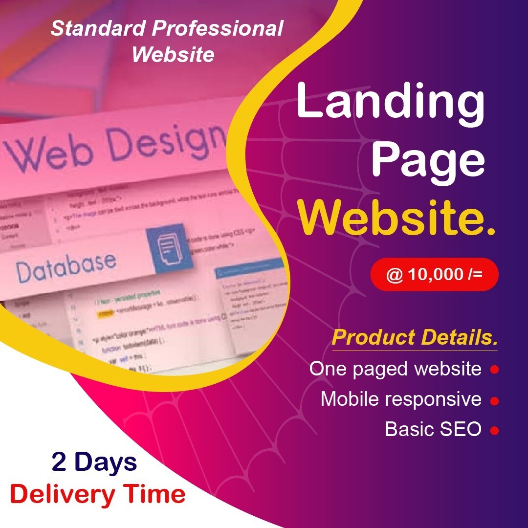 Standard  professional Landing page Website