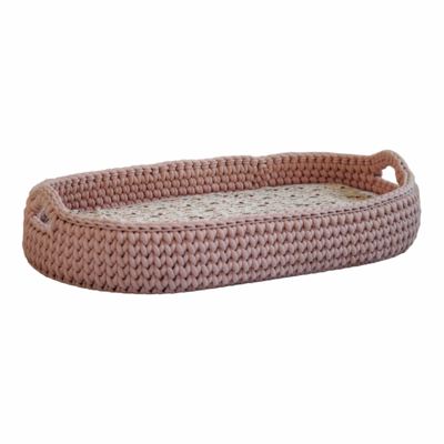 Πλεκτή Αλλαξιέρα Καλάθι Με Στρώμα 75χ40 - Pastel Pink