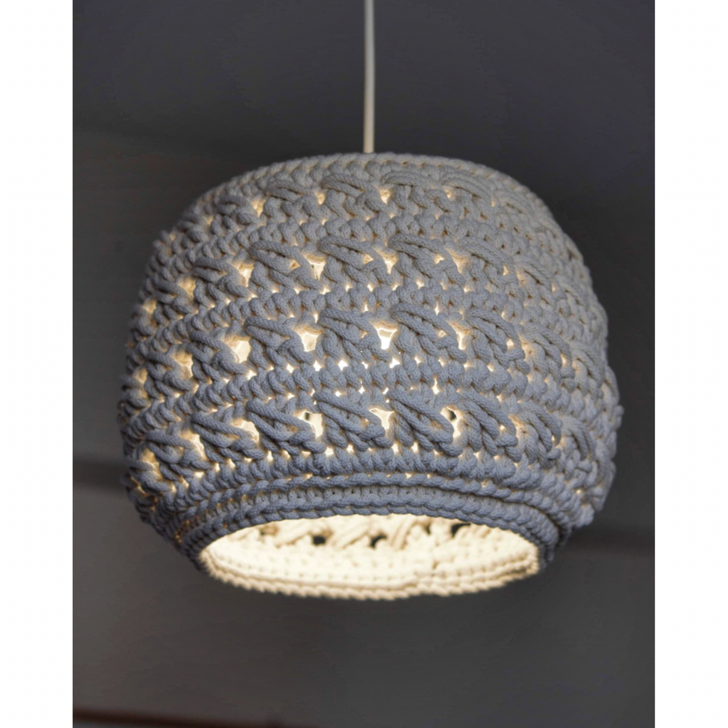 Πλεκτό Καπέλο Φωτιστικού Οροφής - Cream