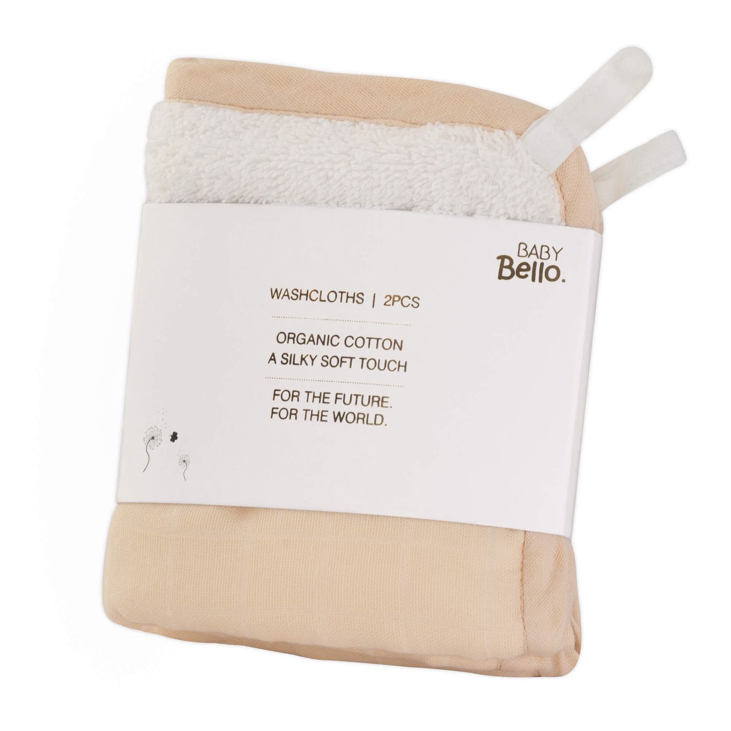 Βρεφικές Πετσέτες Wash Cloths 2τμχ | 100% Οργανικό Βαμβάκι | Toasted Almond