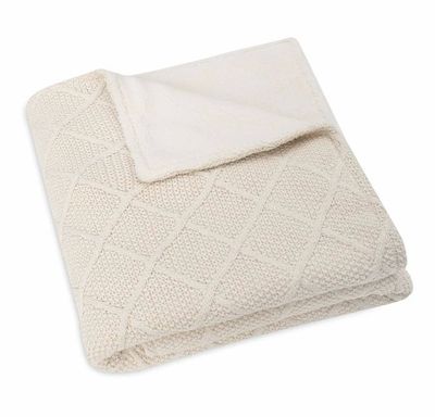 Βρεφική Πλεκτή Κουβέρτα Με Fleece 75x100cm, Check Knit Oatmeal
