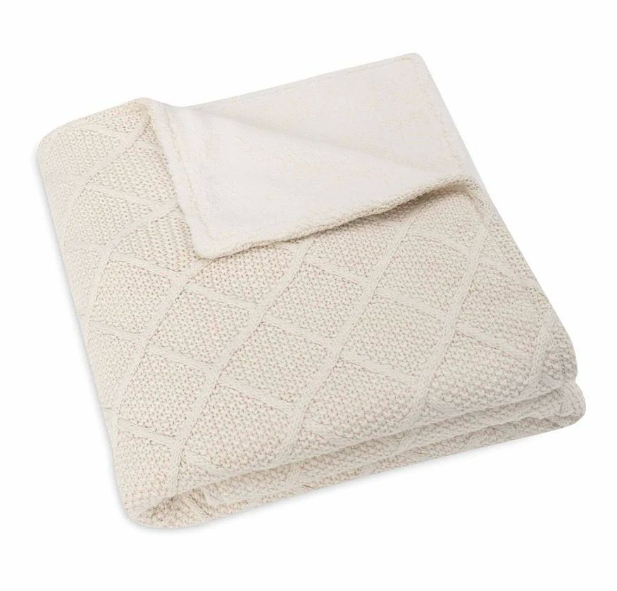 Βρεφική Πλεκτή Κουβέρτα Με Fleece 75x100cm, Check Knit Oatmeal Βρεφική Πλεκτή Κουβέρτα Με Fleece 75x100cm, Check Knit Oatmeal