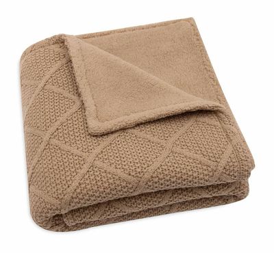 Βρεφική Πλεκτή Κουβέρτα Με Fleece 75x100cm, Check Knit Biscuit