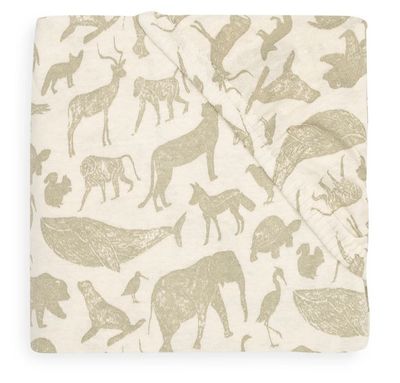 Σεντόνι Κούνιας Jersey Με Λάστιχο 70x140/75x150cm, Animals Olive Green